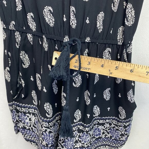 Band of Gypsies Elastic Waist Strap V-Neck Romper Women Small Black Side Pockets - Picture 10 of 16